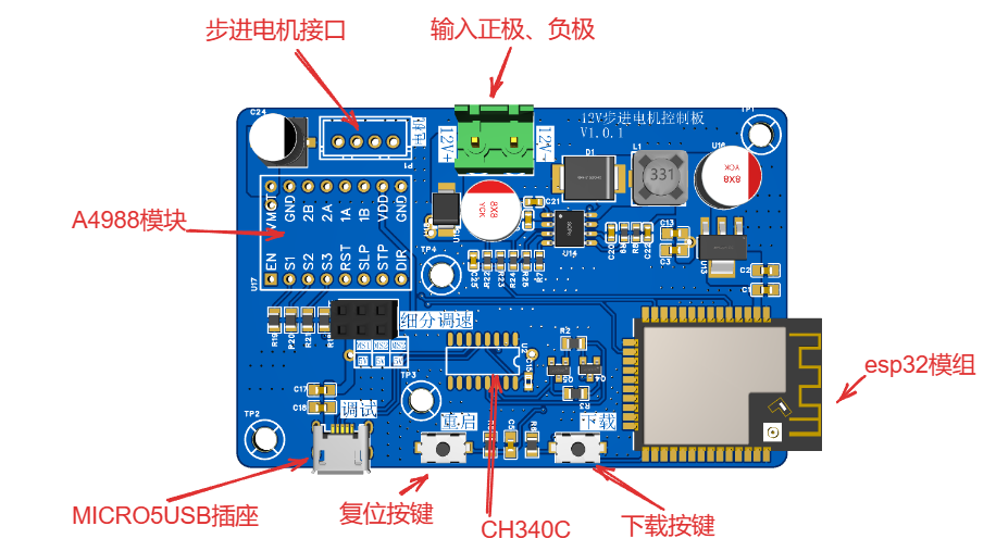 esp32步进电机控制板硬件项目图1