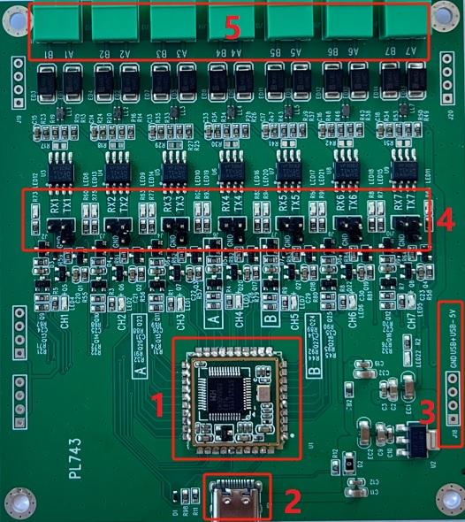 USB转7路TTL/RS485评估板硬件项目图1