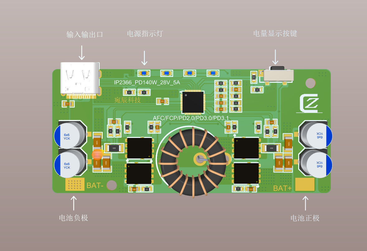 PD140W移动电源充放电主板硬件项目图1