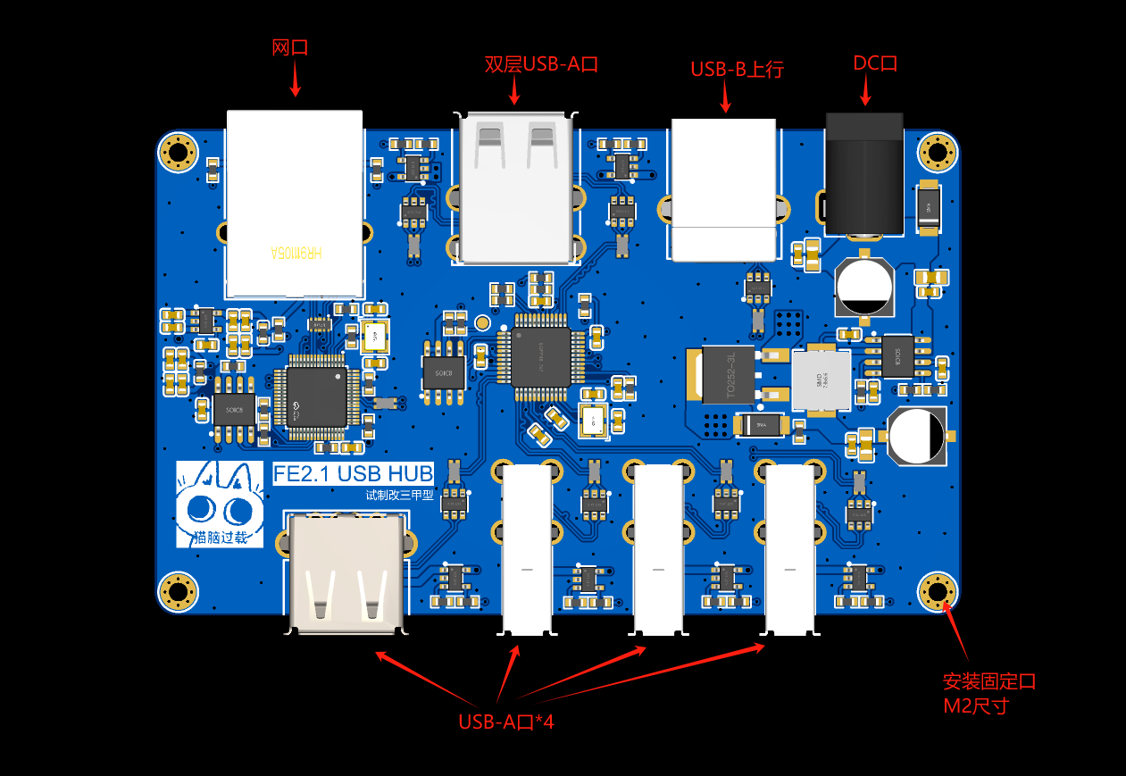 全保护一拖六+百兆网口的USB HUB硬件项目图1