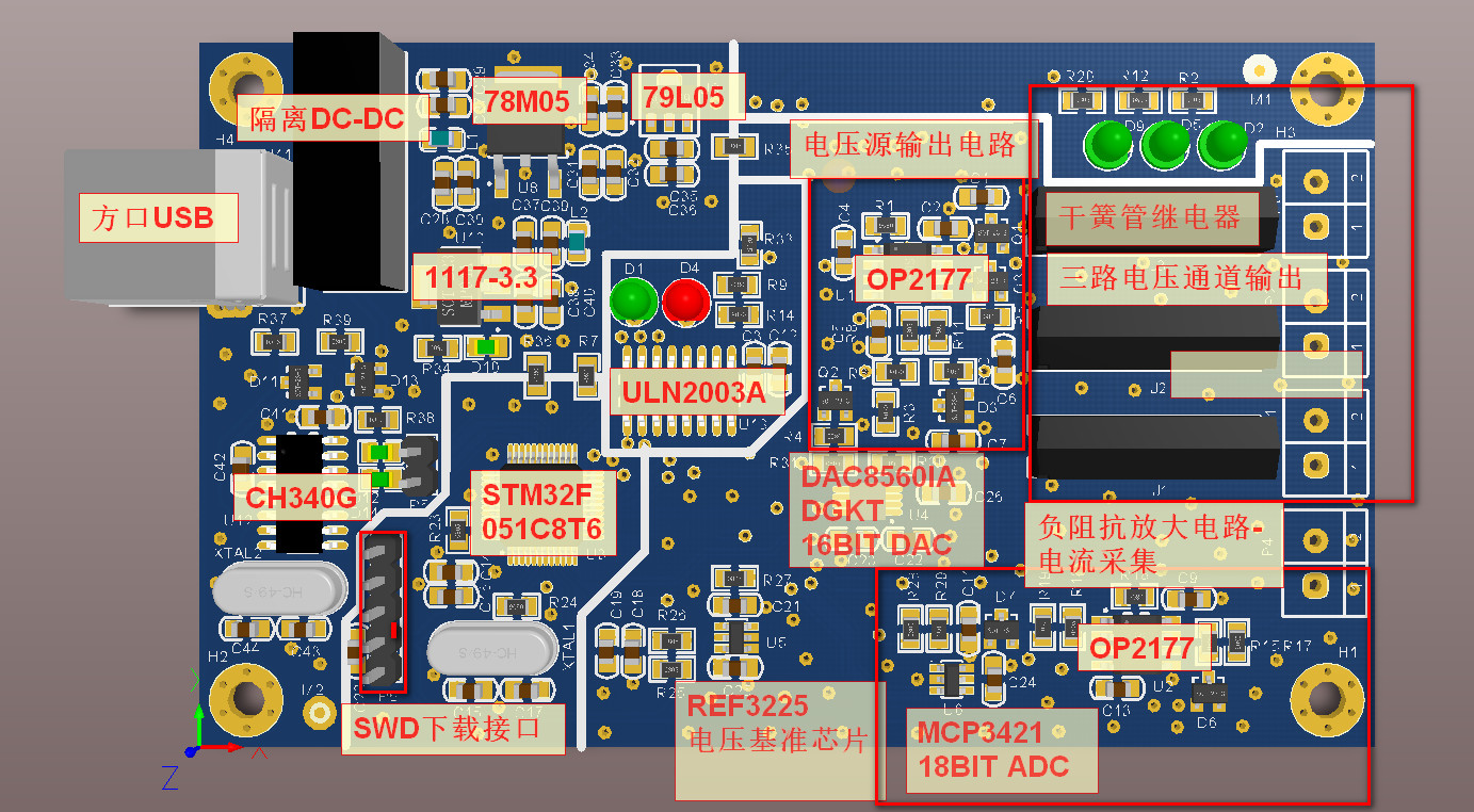 STM32溶液测试+串口+ADC+DAC硬件项目图1