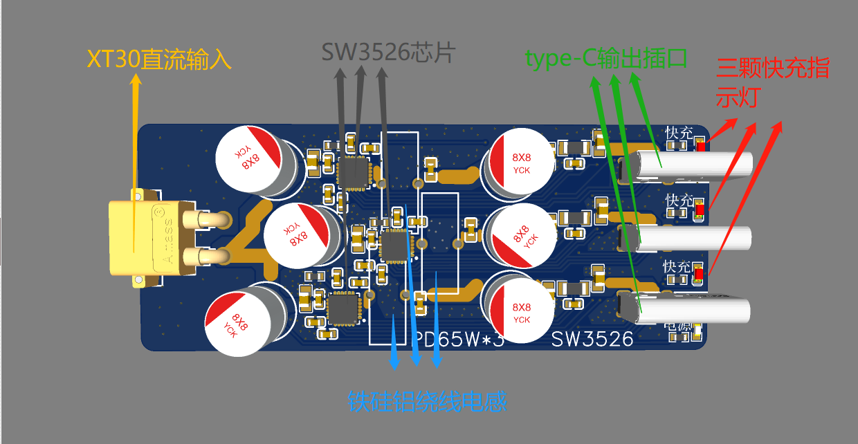 三口PD65瓦 充电站 XT30/60硬件项目图1