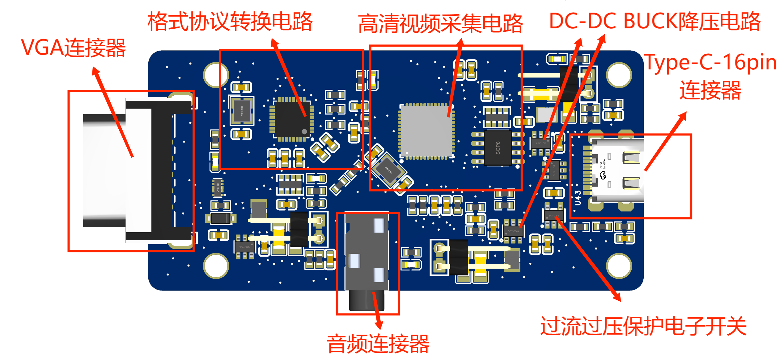 通用VGA及R/L音频信号模数转换采集器硬件项目图1