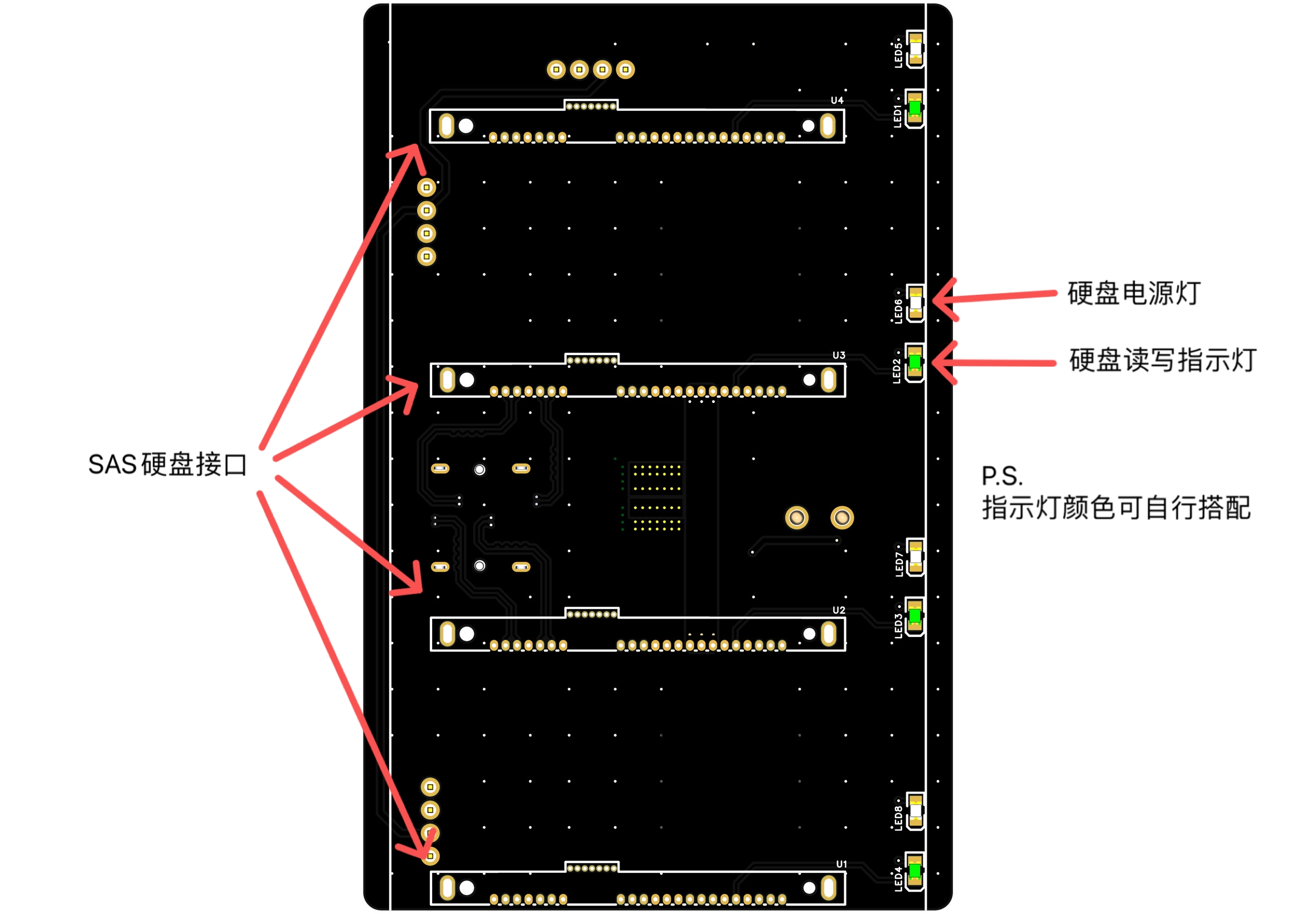 4盘位3.5寸SAS硬盘热插拔供电硬盘柜硬件项目图2