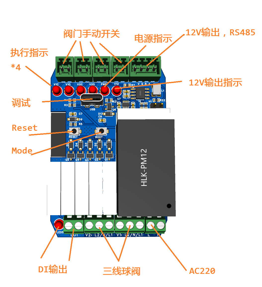 HA+ESP控制阀门,485和DI输出硬件项目图1