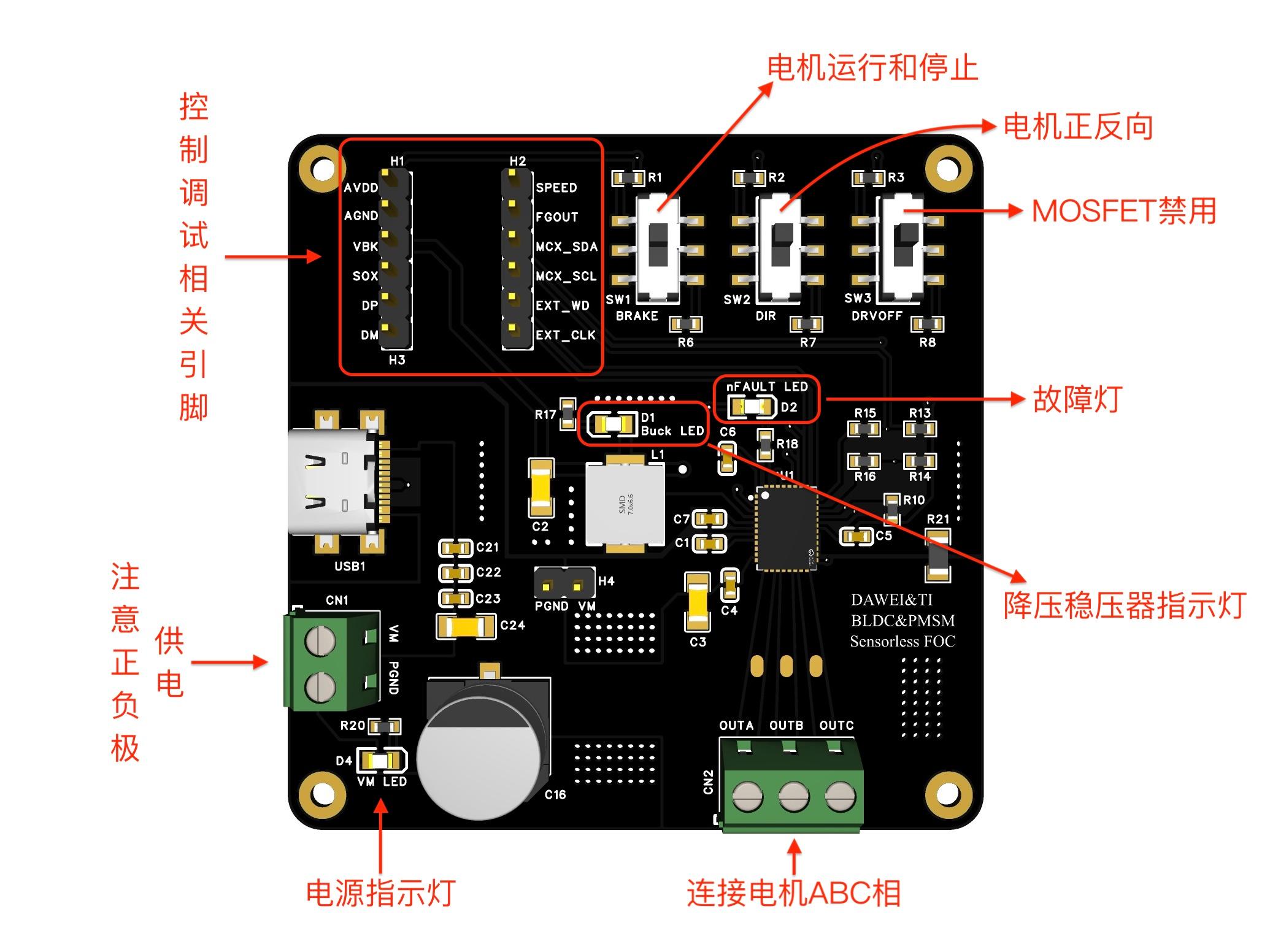 MCF8316A无感FOC评估板硬件项目图1