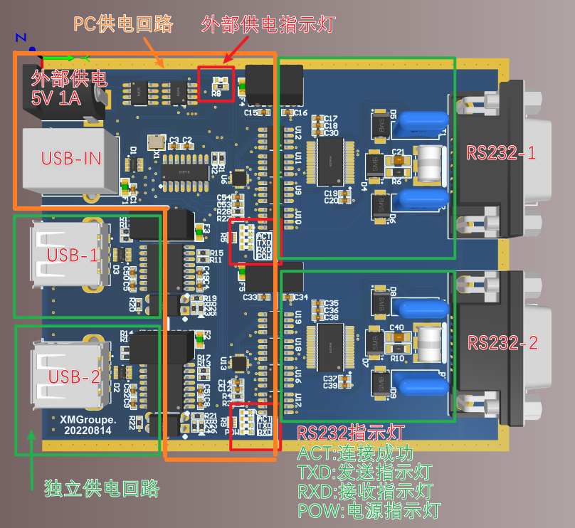 工业隔离USB-RS232_HUB硬件项目图1